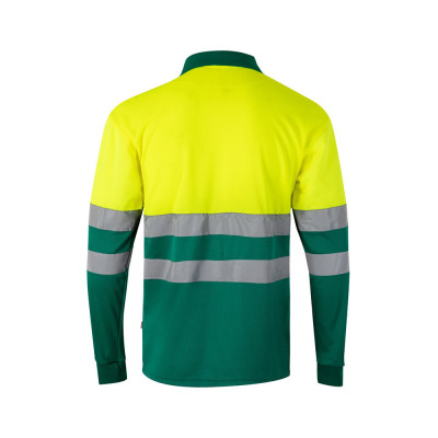 VL VULCAN. Polo bicolor bird-eye (160g/m²) de manga comprida, em poliéster (100)